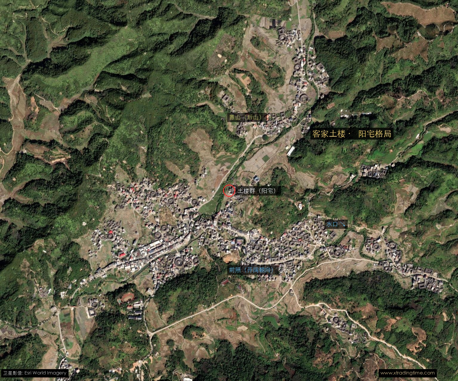 永定土楼 · 阳宅水口 卫星标注图